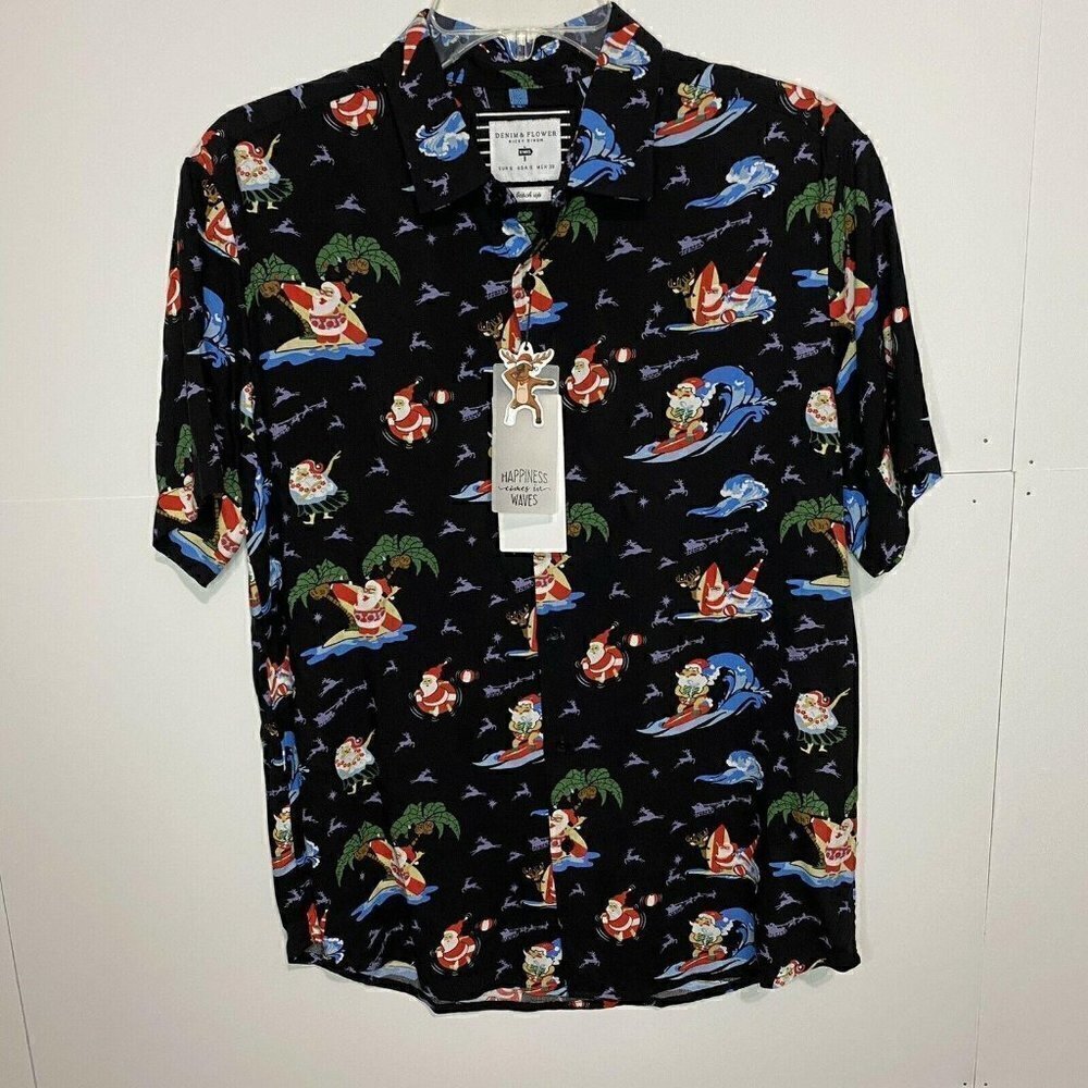 NWT Denim & Flowers Ricky Singh Sz Small Santa Surfer